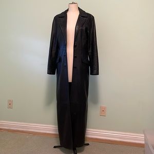 Vintage Bebe 100% genuine leather full length coat jacket sexy 90’s XS y2k